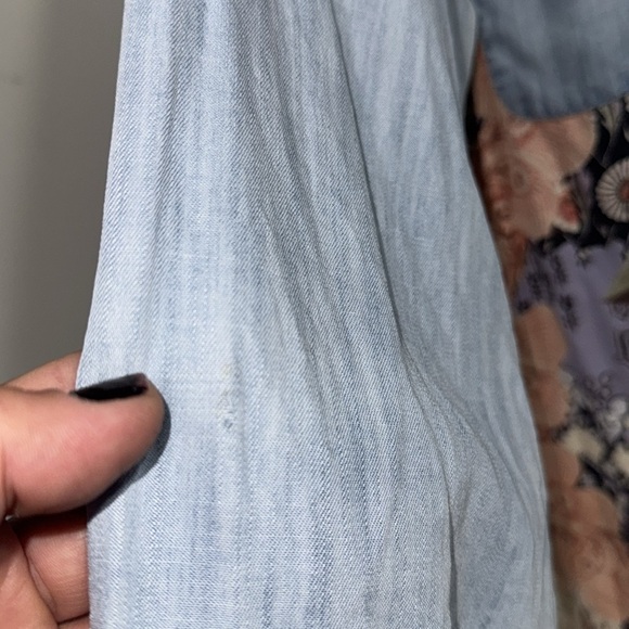 Chico's mixed-print denim long sleeve button up shirt sz 2 retro Western NEW - Picture 4 of 4